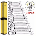 Ratcheting Combination Wrench Set 6-22mm Metric Flex Head Ratcheting Wrench Chrome Vanadium Steel Spanner with Bag
