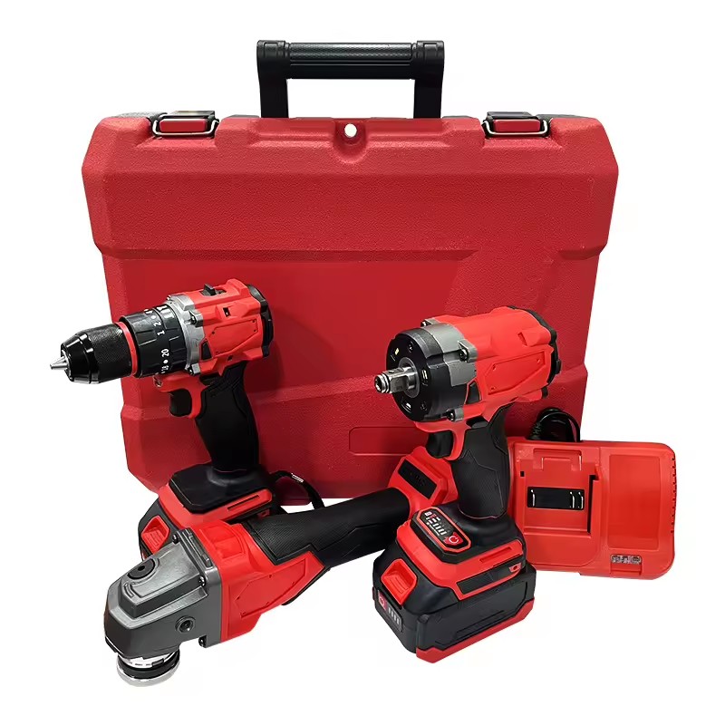 Household Power Tool Set Three-Piece Complete Accessory Kit Lithium Battery Brushless Electric Drill Wrench Plastic 1/2 Drive 1