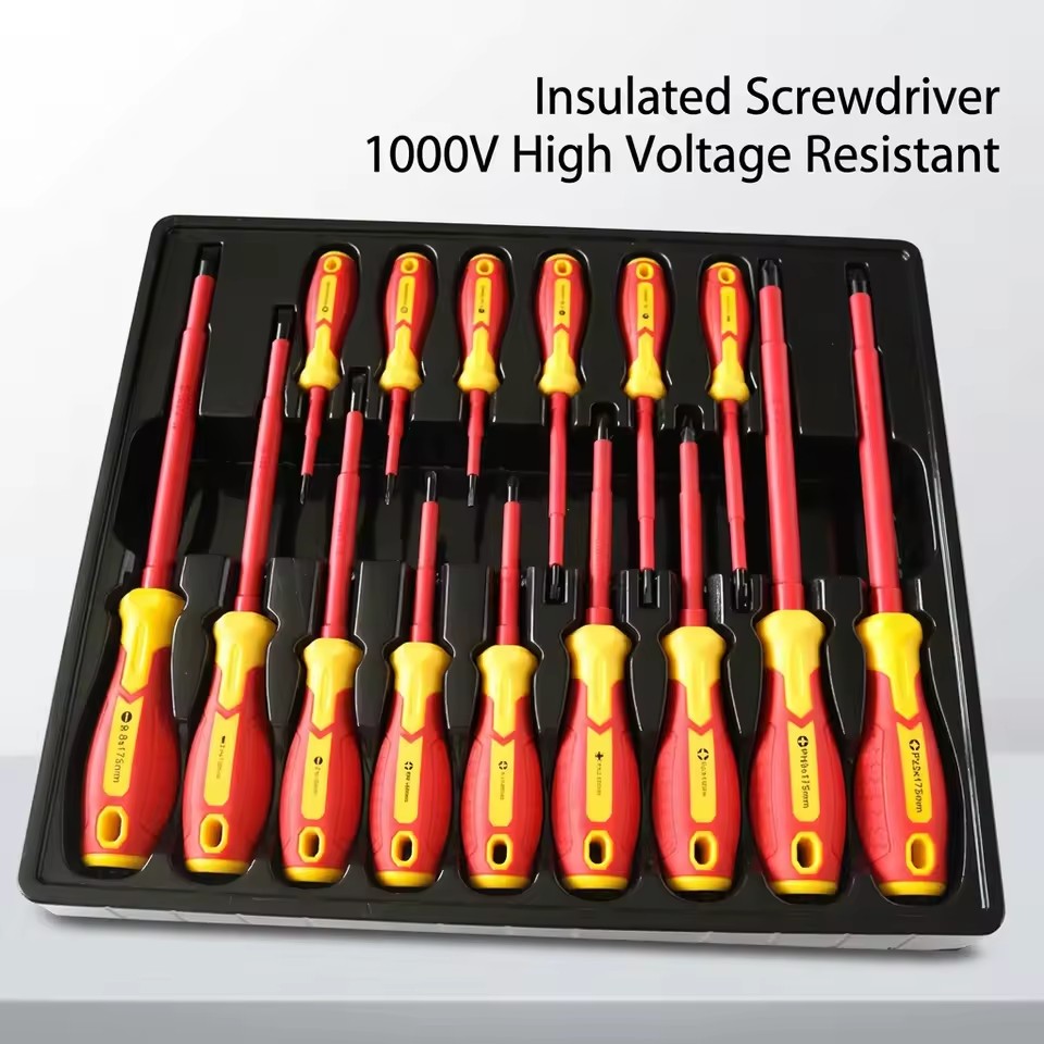 Qixin Factory Custom Non-Slip Household Repair Chrome Vanadium Steel Magnetic VDE Screw Driver Set