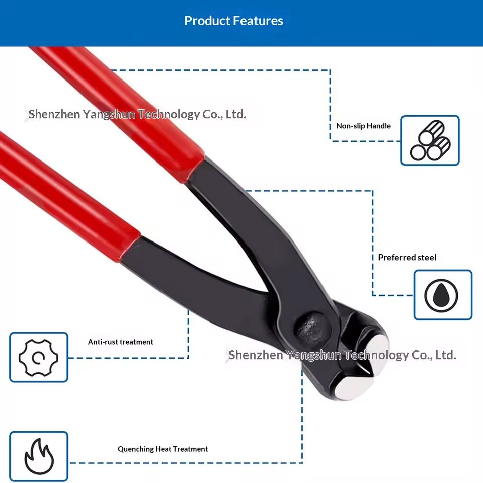 Industrial Grade High Carbon Steel 10 Inch Ball Cage Single Ear Stepless Manual Hose Clamp Pliers for Oil Water Pipes Red/Black