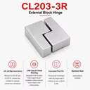 FIRIX CL203-3R 15mm Brushed Stainless Steel Industrial External Block Hinge 180 Degrees Opening Easy Installation for Modular