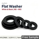Black Nylon Flat Washer M2 M2.5 M3 M4 M5 M6 M8 M10 M12 Plastic Insulation Washer PA66 UL94 V-2 Fastener RoHS Circuit Board