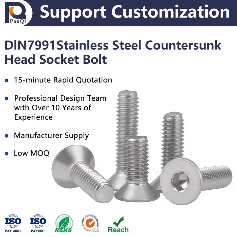 M3 M4 M5 M6 M8 304 Stainless Steel Screws Countersunk Flat Head Machine Screw Socket Cap Screws Fasteners Manufacture