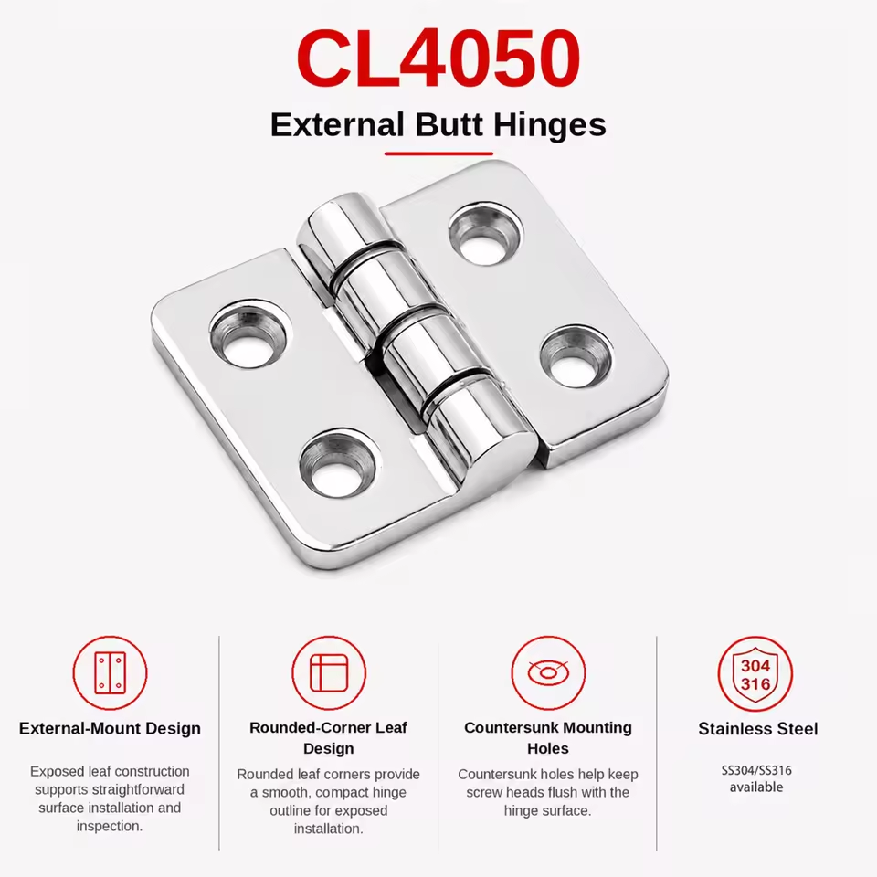 CL4050 FIRIX Industrial Rectangular Stainless Steel Butt Hinge | 40x50mm Polish Finish 5mm Thickness Easy Windows Doors
