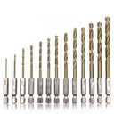 13PC 1.5-6.5MM HSS Hex Shank Twist Drill Bits