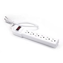 2 Foot 6-Outlet Surge Protector Power Strip 90Joul White Color 125V/110V/220V 15A with Copper Wire Plug