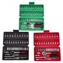 46PCS Master Mechanic Tool Kit with 3/8" Ratchet, SAE/Metric Sockets, Torx/Hex Bits, Extension Bars - Professional Grade
