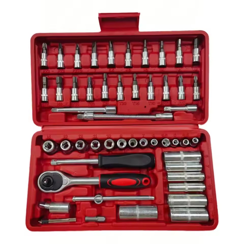 53Pcs Socket Ratchet Wrench Set with Bit Socket Set, Reversible Ratchet, Mechanics Tool Set for Automotive Repair