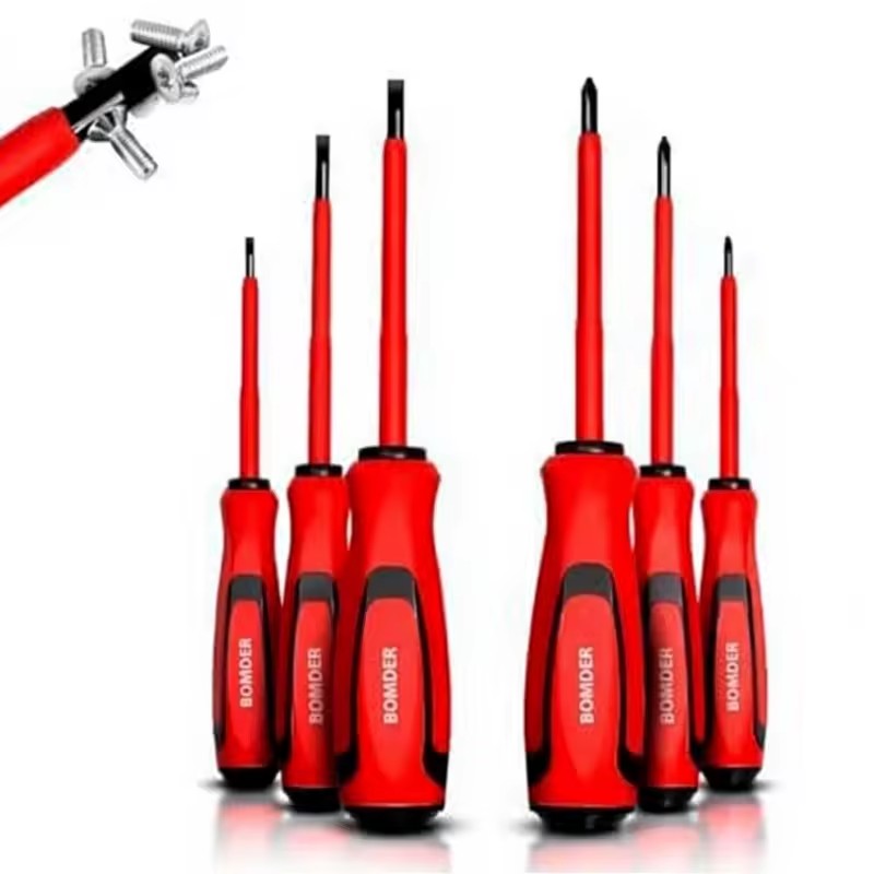 Insulated Screwdriver Set Magnetic Cross Slotted Bits Professional Electrician Repair Tool Magnetic Screwdriver Bits Set 6Pcs