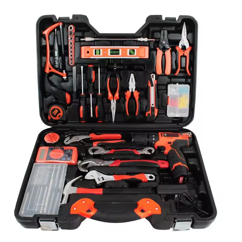 128 Pcs Professional Mechanics Hand Tool Set with 21V Cordless Drill Driver
