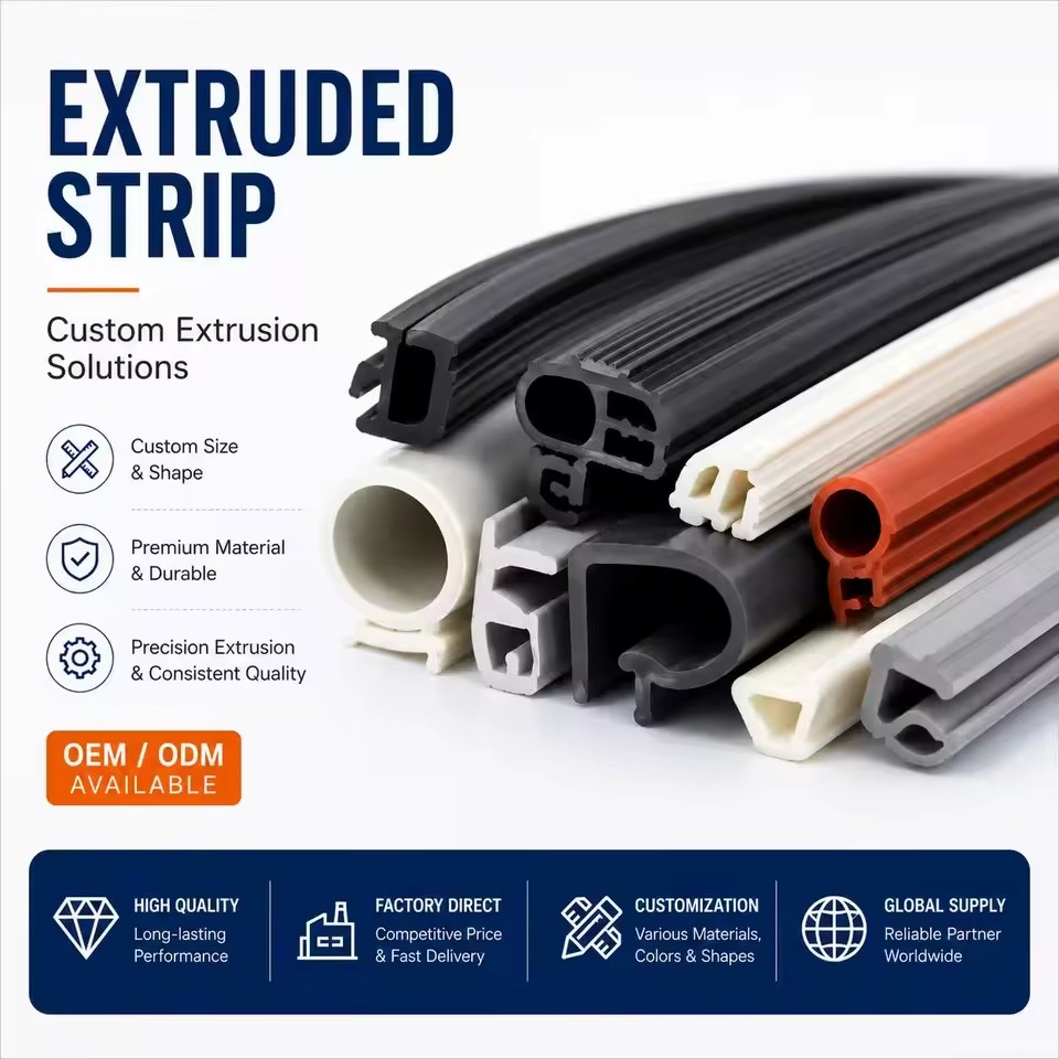 Custom EPDM NBR Silicone Extruded Rubber Strip Auto Door Window Weatherstrip Waterproof Foam Solid Rubber Extrusion Profile OEM