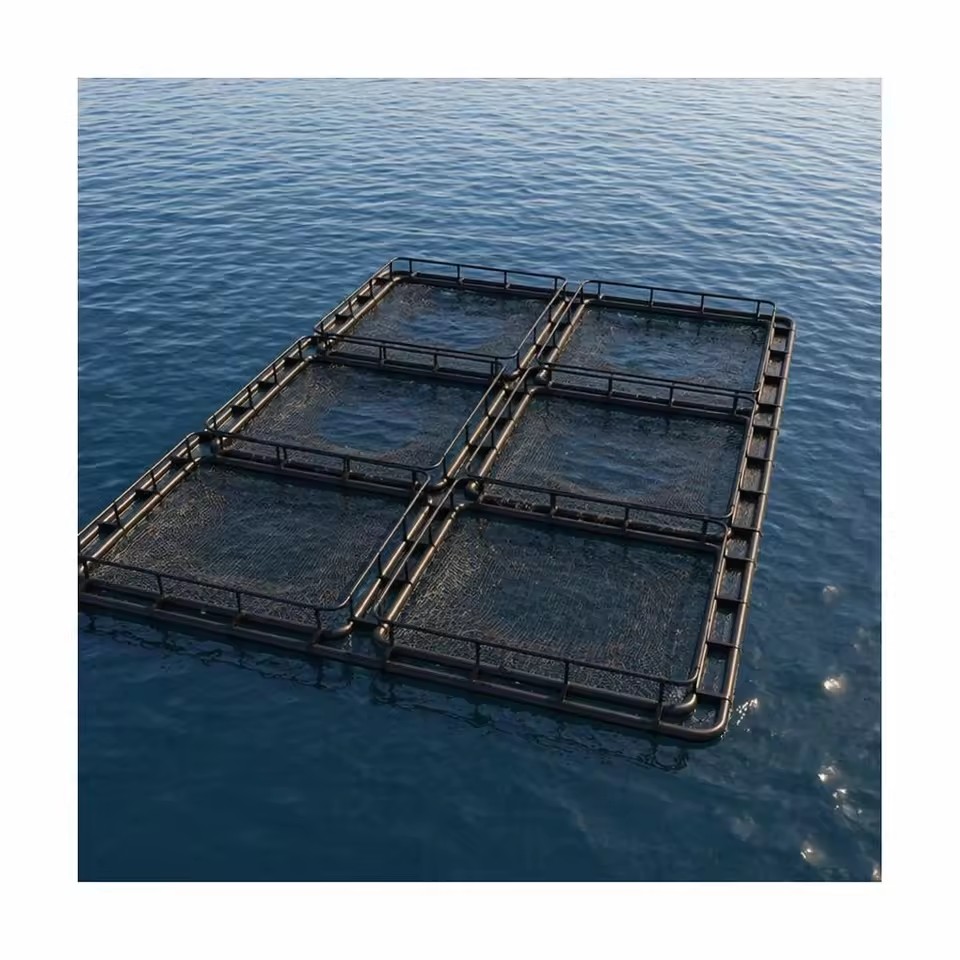 Durable HDPE Fish Cage with Floating Pontoon for Aquatic Research Custom Designs Black Fishing Trap for Crab and Shrimp
