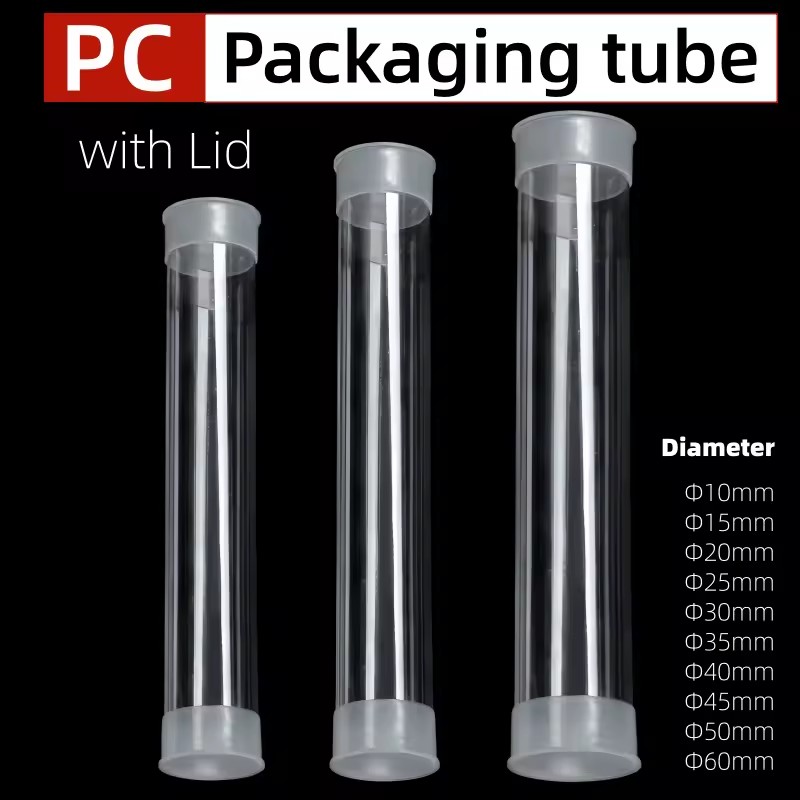 Custom Clear PC Tubes Pull-off Cap Transparent Hard Hollow Polycarbonate Tube Packaging Container 10-60mm Diameter Industrial