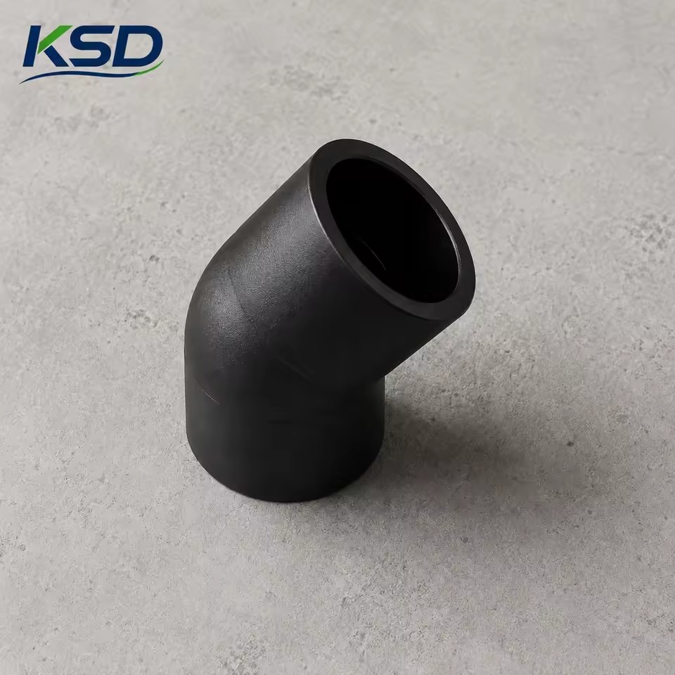 ISO CE Approved PN16 SDR11 Polyethylene Poly Pipe Low Friction Fluid Flow Fitting HDPE Socket Fusion 45 Degree Elbow