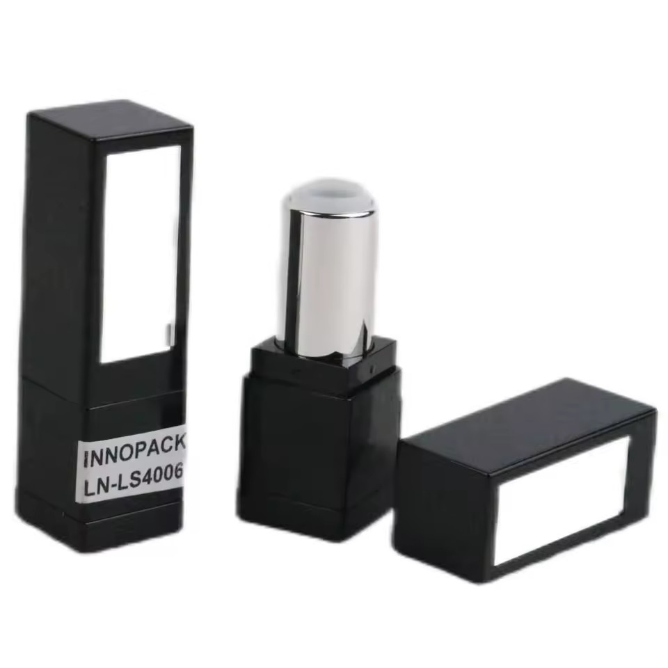 High Quality Makeup Packaging Classical Empty Black Lip Gloss Stick Tubes With Mirror Cap