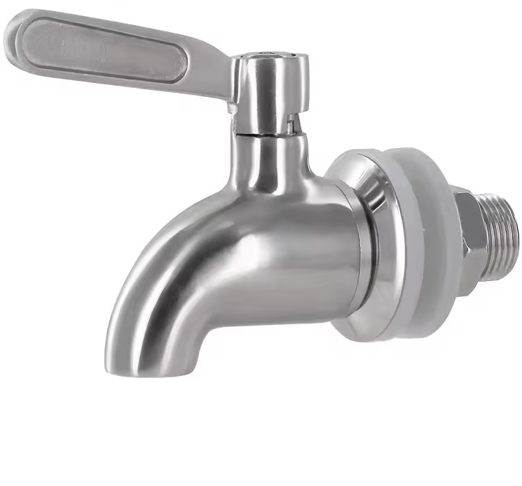 Single Handle Polished Stainless Steel Bibcock Faucet Tap for Basin Use Barrels Liquor Kegs Beer Servers 16mm Metered Faucets