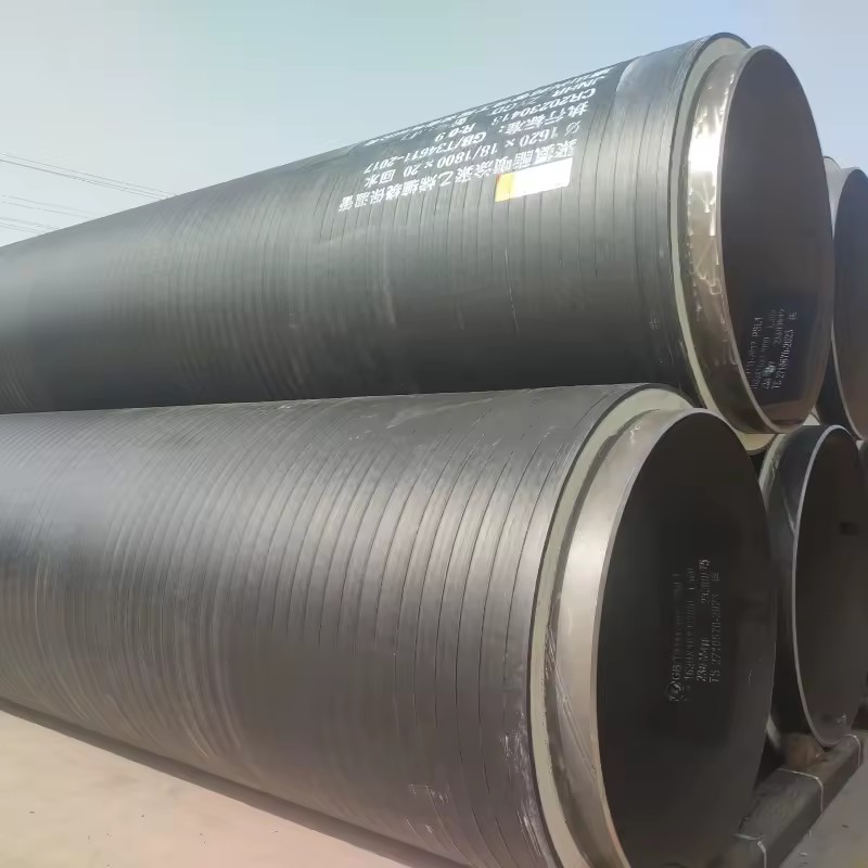 Large Diameter ERW Polyurethane Sprayed Polyethylene Wound Insulation Pipe Welding/Cutting Services for Central Heating Cooling