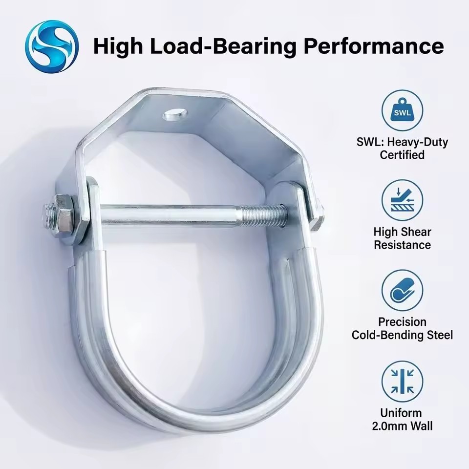 Electro-galvanized Non-Alloy Carbon Steel U-Type Pipe Clamp Unistrut Channel Clamp GB Standard Industrial Seismic Support