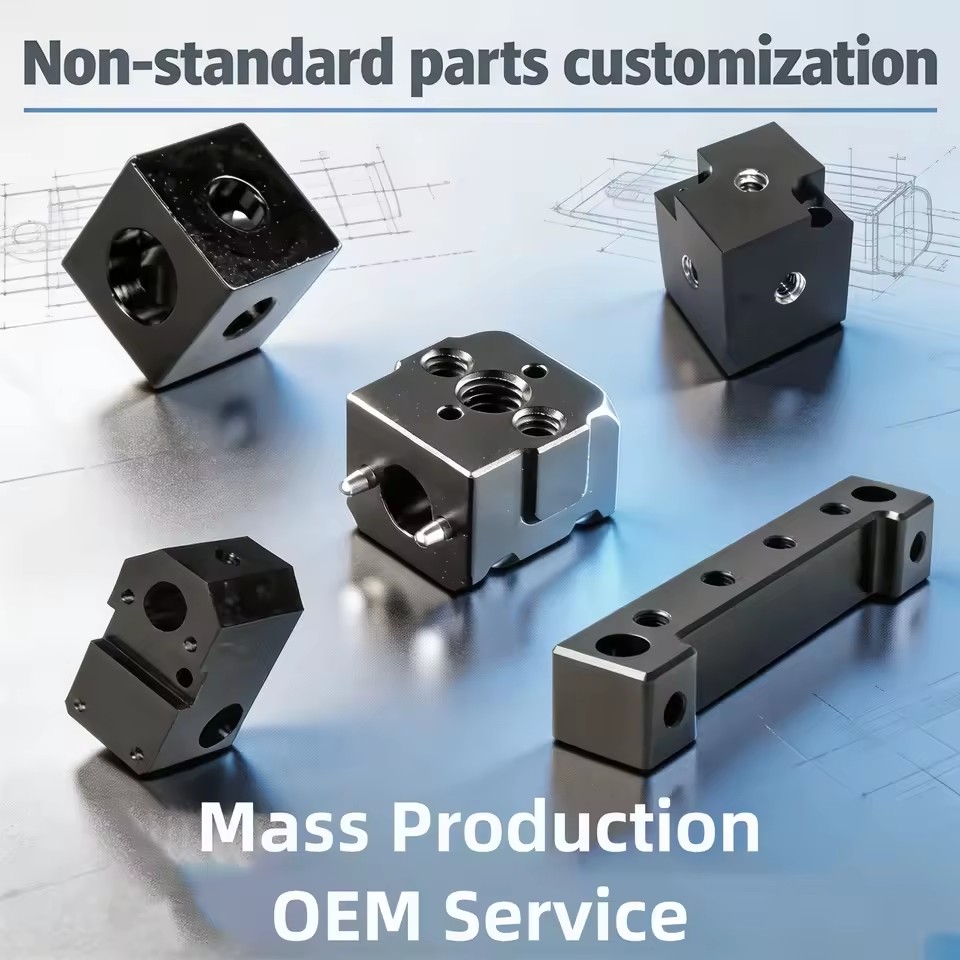 OEM CNC Machined Aluminum Non Standard Mechanical Parts Black Anodized Finish for Automotive Industrial Machinery Equipment