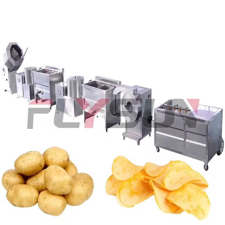 Efficient Energy Saving Automatic High Capacity Multi-Fuel Stainless Steel Fryer Custom Size Potato Washing Peeling Slicing