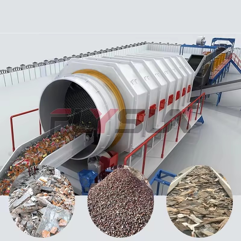 Construction Waste Sorting Recycling Machine Engine Gear High Efficiency 100-500 Tons/day Electric Solid Waste Screening System