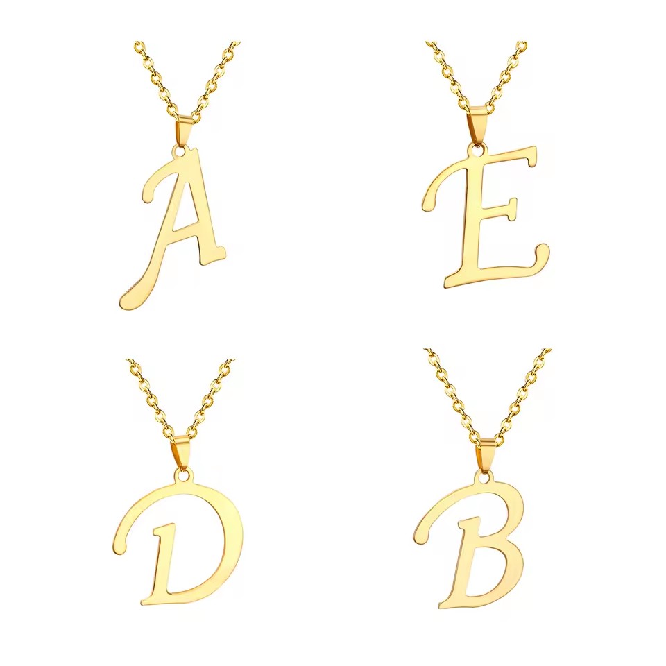 Custom Asonsteel Latest Design a Shape Stainless Steel Chain 18K PVD Gold Plated Pendant Necklace Antiallergic Initial Necklace