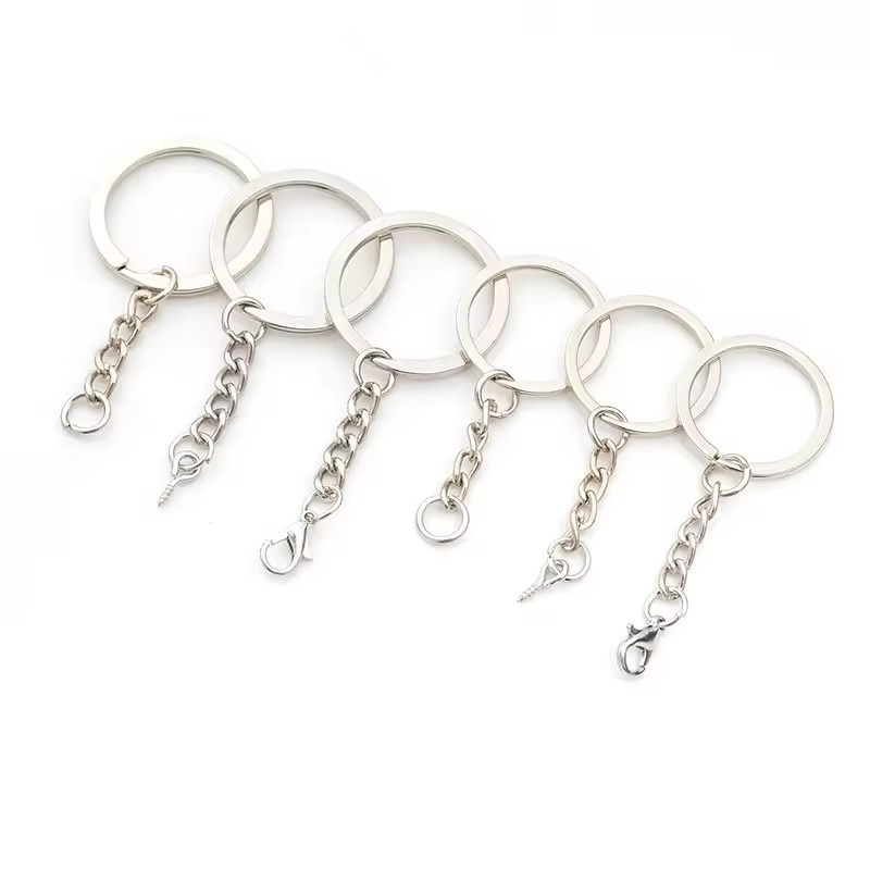 PD097-110 Nickel Free White K 25mm 30mm Flat Key Ring hang Jump Ring Glossy Key Round Ring Keychains for DIY Jewelry Accessories
