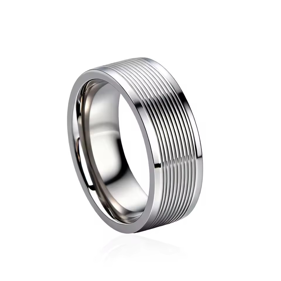 Factory Direct 8mm Titanium Steel Ring Multi Color Stripes Vacuum Electroplated Scratch Resistant Men's Trendy Wedding Ring
