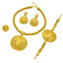 Luxury Gold Color Jewelry Set with Exquisite Leaf Pattern Necklace Earrings Ring Bracelet for Women Perfect Wedding Party