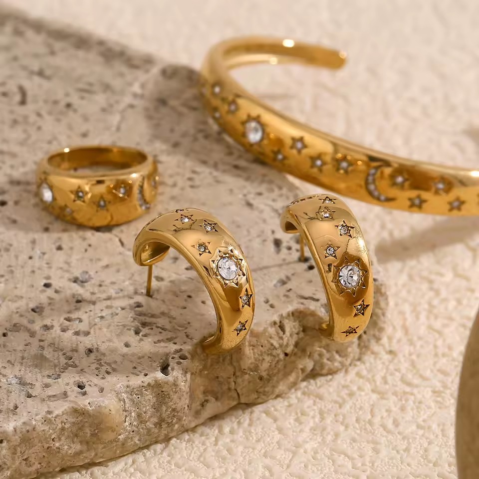 18K Gold Plated Stainless Steel Jewelry Sets for Women