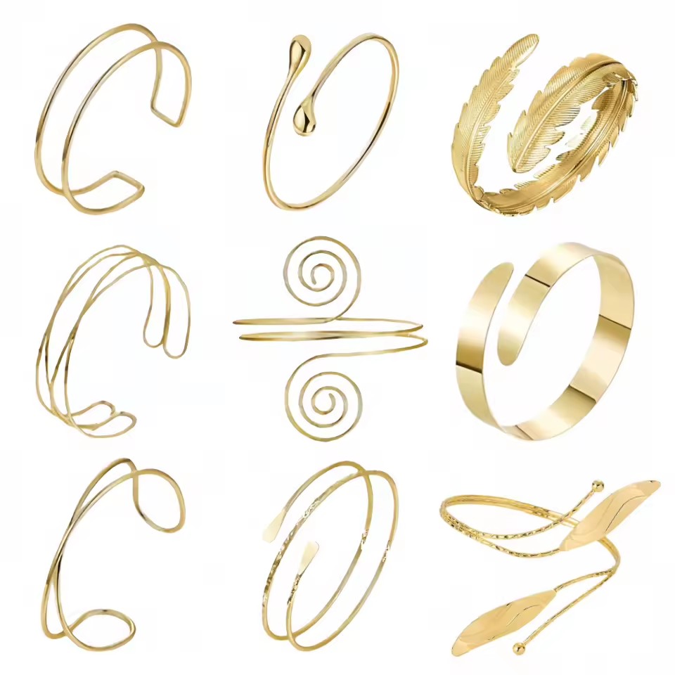 Stainless Steel Double Line Open Cuff Bangle Minimalist Geometric Fashion Jewelry for Women