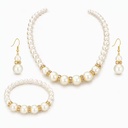 Imitation Pearl Necklace Bracelet Earrings 3 Pcs Jewelry Set, Cross Border Bridal Ornaments for Women