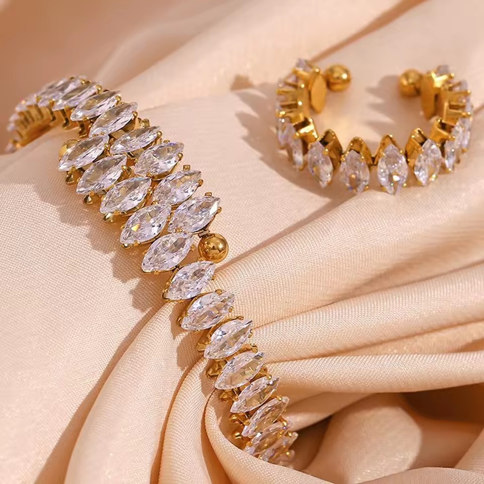 18K Gold Plated Stainless Steel Jewelry Sets for Women