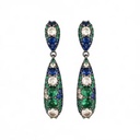Vintage Silver Needle Drop Earrings Zircon Teardrop Design Light Luxury High-End Feel Retro Exquisite Women's Wholesale
