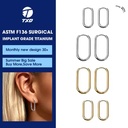 Premium ASTM F136 Titanium High Quality U Shape Earrings Waterproof Hypoallergenic Gold Plated Labret Piercing Titanium Earrings