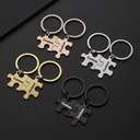 Funky Blank Puzzle Splicing Couple Style Stainless Steel Custom Keychain