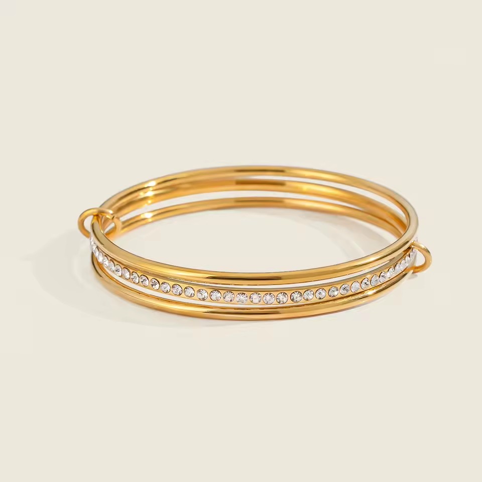 Shescity Fashion Gold Plated Stainless Steel Stacking Bangle Bracelet Jewelry for Girls