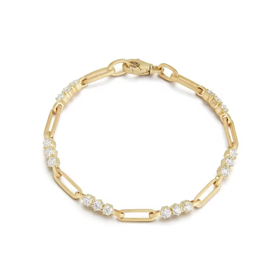 Laodun Fashion Popular INS S925 Bracelet Classic Personalized Elegant CZ Diamond Sterling Silver Chain Bracelet Vermeil
