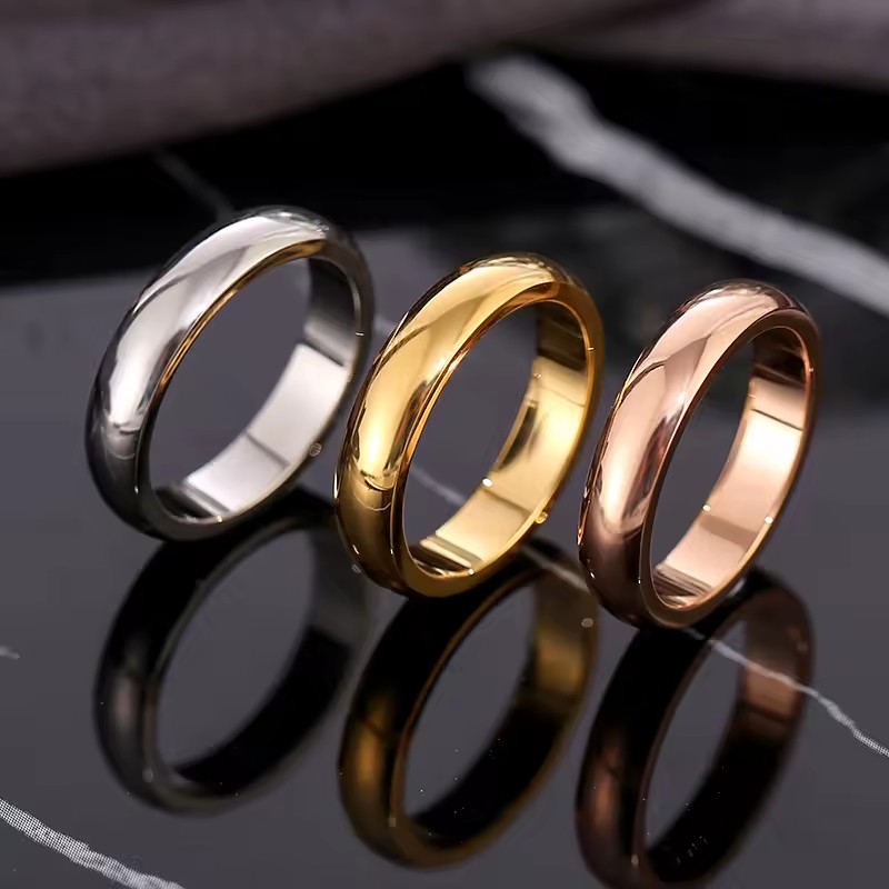 Couple Rings Jewelry High Quality Stainless Steel Rings Personality Wide Glossy Plain Ring for Women Men