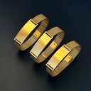 Fatingna Customized Logo 18K Gold Plated Stainless Steel Curved Engraving Trendy BANGLE Watch Strap Bracelet for Unisex