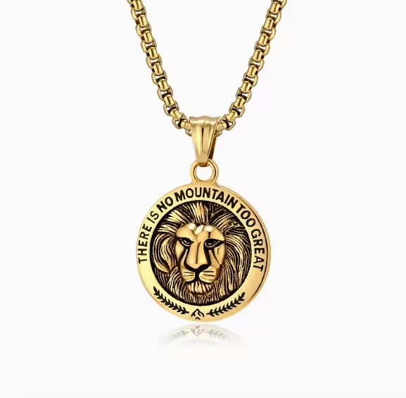 Punk Style Silver & Gold Plated Stainless Steel Strand Necklace Lion Head for Men's Birthday Anniversary Engagement Daily