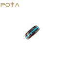 8mm Black Tungsten Ring Koa Wood Opal Inlay Wedding Band Comfort Fit