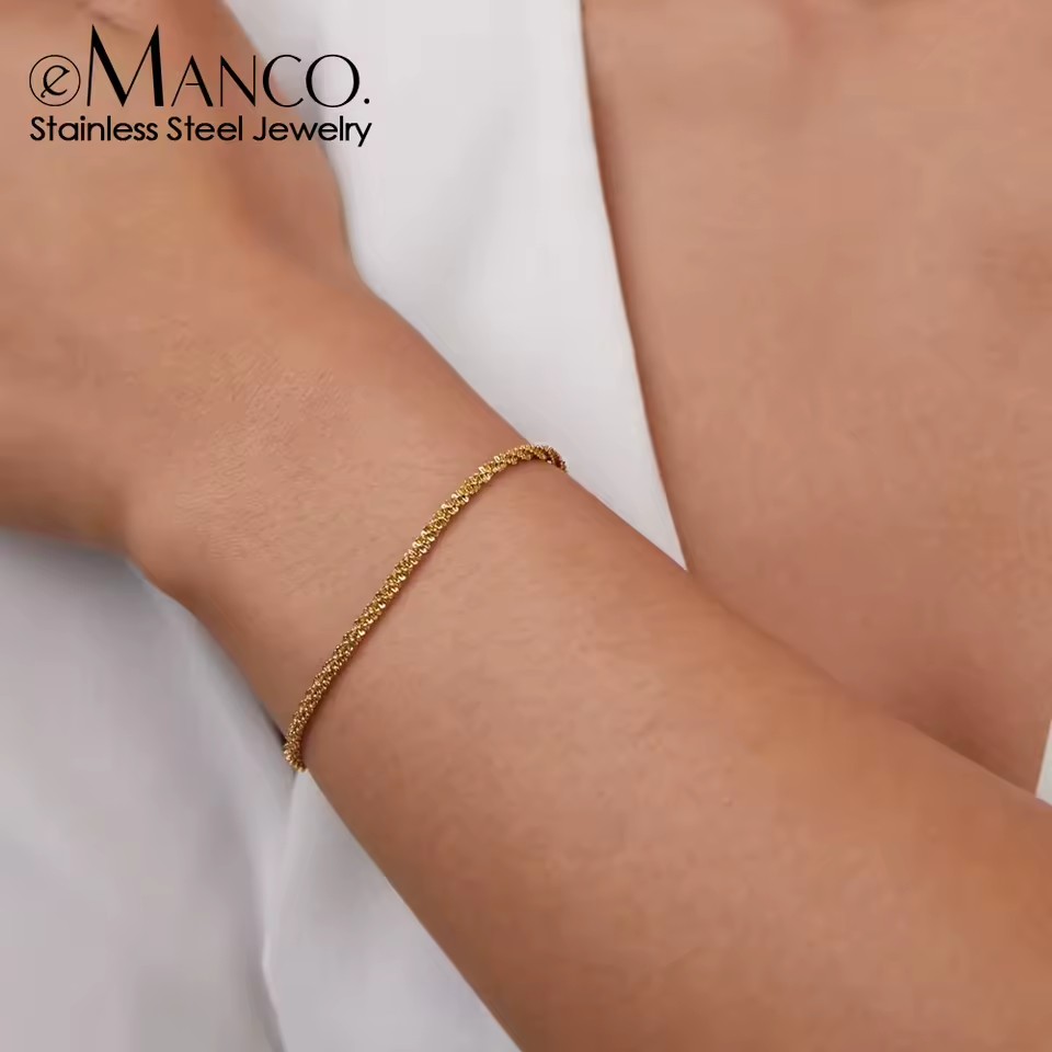 Emanco Bracelet Simple and Trendy Beautiful Broccoli Bracelet Classic Style Stainless Steel Jewelry Bracelet