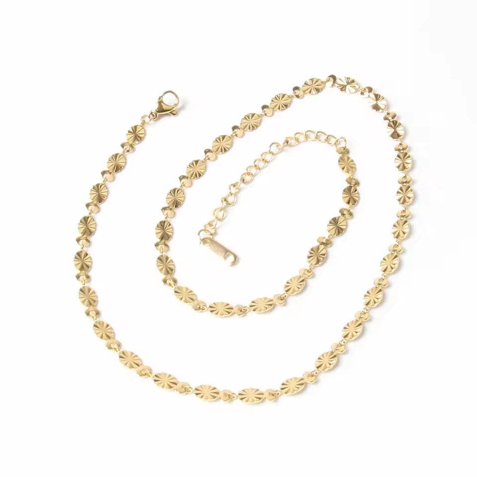 Fashion Stainless Steel Jewelry 18K Gold Plated Sun Kiss Choker Chian Necklace