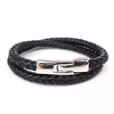 Personalized Stainless Steel Bracelet Men Leather Bracelet Fashion Black Leather Bracelet for Birthday Gift