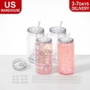 RTS 50pack 16oz Acrylic Mason Jar Clear with Plastic Lids and Straws Snow Globe Tumbler for Whiskey Soda Tea Juice Gift