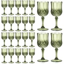 Vintage Blue Crystal-Look Plastic Wine Glasses for Wedding Receptions and Large Parties