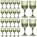 Vintage Style Blue Crystal clear Plastic Wine Glasses BPA Free Reusable 220ml Shatterproof Wedding Banquet Party bar