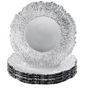 13 Inch Novelty Eco-Friendly Reusable Plastic Silver Charger Plate Customized Pattern On-Glazed Technique for Wedding Hotels