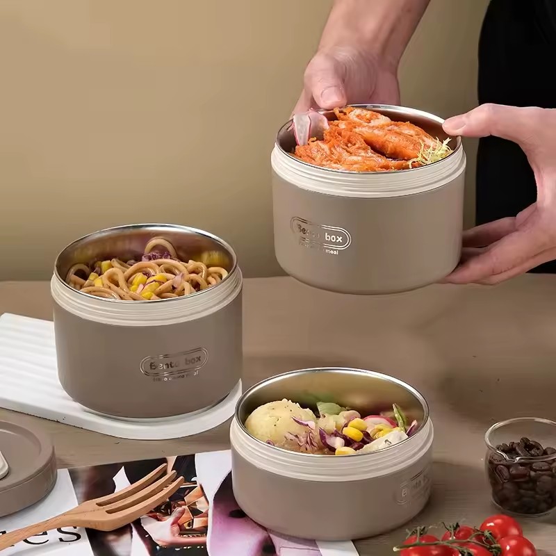 Office Workers Students 304 Stainless Steel Plastic Insulated Waterproof Antifouling Laser Engraved Logo Portable Lunch Box